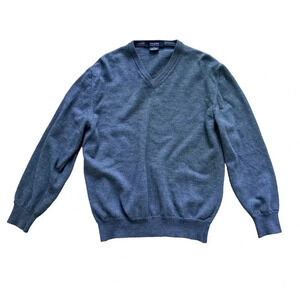 Giorgiolini Charcoal Grey 100% Wool Sweater V-neck Knit Long Sleeve Italy L